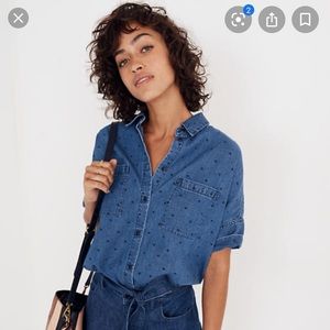 Madewell Courier Shirt in Denim Polka Dots